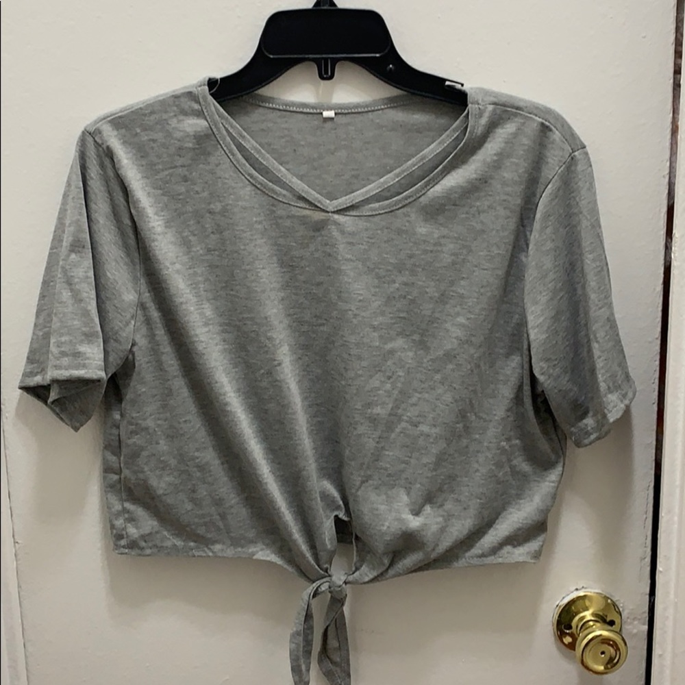 Gray crop top with tie